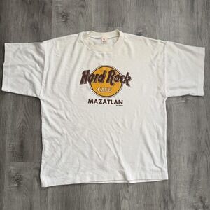 Vintage Hard Rock Cafe Mazatlan Gaviotas Shirt Mens Large White Mexico 90s Tee